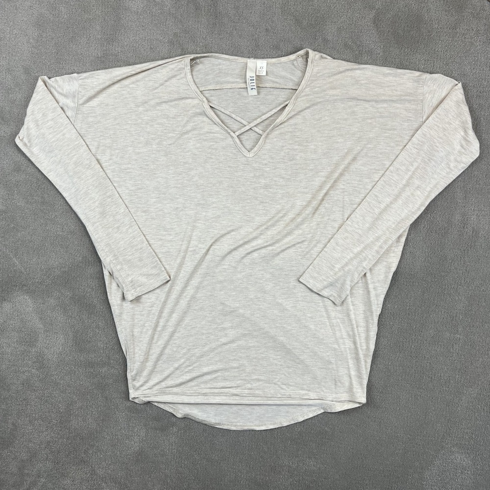 Jolie XS Long Sleeve Crisscross V-Neck Batwing Top Oat Heather Knit Slouchy